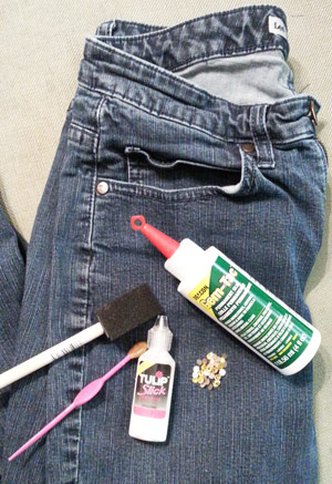 Supplies needed to embellish jeans