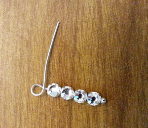Making a loop on head pin on rhinestone earrings