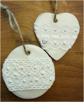 Pearl and lace rustic Christmas ornaments