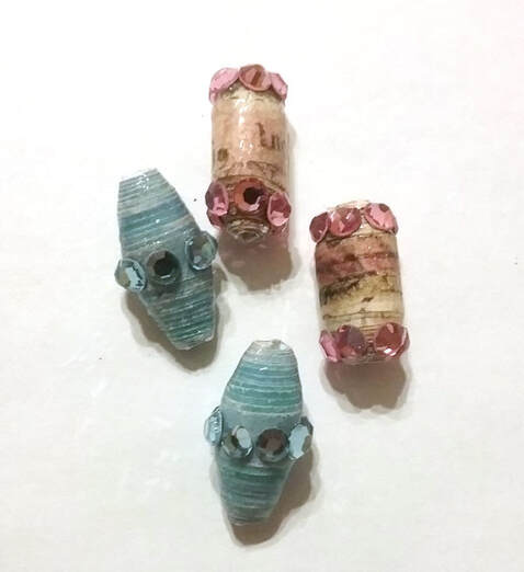 Paper bead with rhinestones
