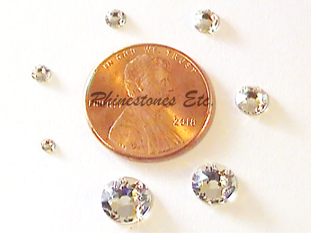 Rhinestone sizes next to a penny