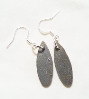Silver metallic painted wood craft pieces with earring wires