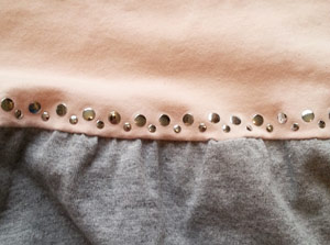 Shirt embellished with silver hot fix metal studs