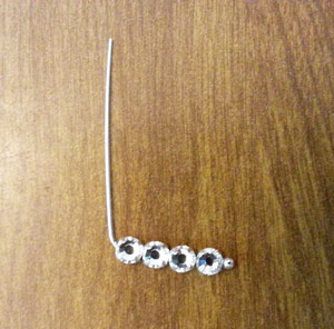 Adding crystal rose montees to head pins for rhinestone earrings