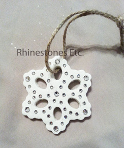 Rhinestones and glitter snowflake ornament