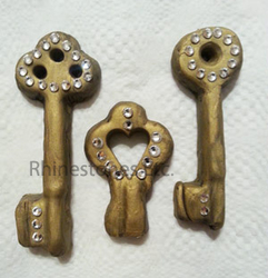 Finished rhinestone embellished key pendants