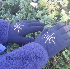 Rhinestones embellished gloves