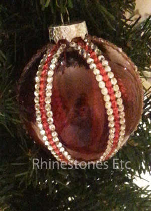 Finished Red and Crystal Rhinestone Christmas ornament
