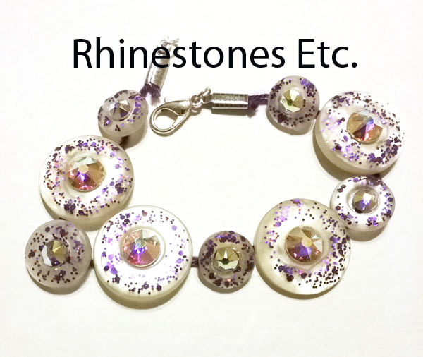 Rhinestone button bracelet