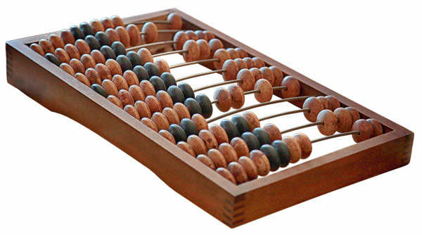 A wooden abacus for calculating