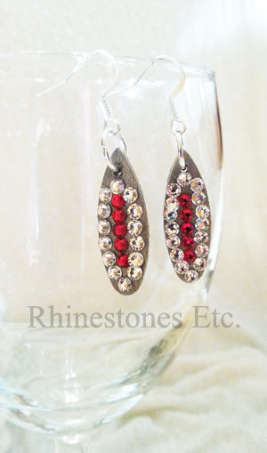 Dangling crystal and light siam rhinestone earrings