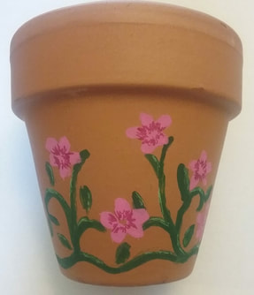 Finished painted terra cotta pot