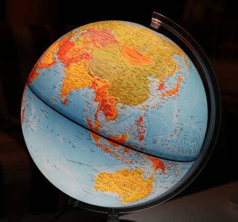 Globe showing Asian markets for rhinestones