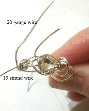 Wire wrapping the rhinestone ring