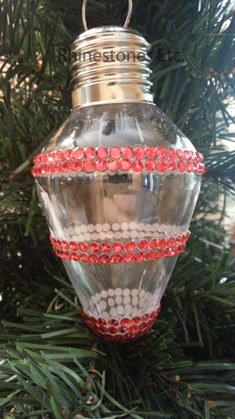 Finished rhinestone lightbulb ornament