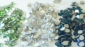 Peridot, crystal and emerald Swarovski Elements Rhinestones