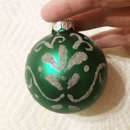 Tree ornament painted and sprinkled with embossing powder
