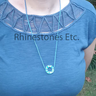 Washer necklace with rhinestones