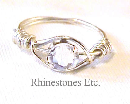 Wire wrapped rhinestone ring