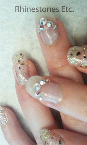 Nail art: nails embellished with rhinestones