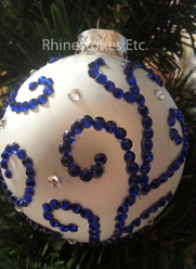 Finished silver and blue rhinestone ornament